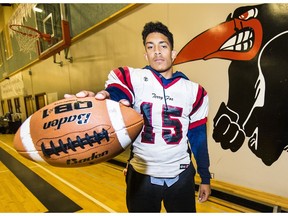 Terry Fox Ravens quarterback Jevaun Jabobsen is the full package, completing 65.3 per cent of his passes, throwing for three touchdowns and running for seven more through six games.