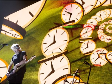 Pink Floyd co-founder Roger Waters performs on his Us + THEM tour at Rogers Arena, Vancouver, October 28 2017.