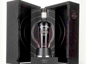 A collection of premier spirits, including a bottle of the rare Bowmore Black 1964 50-year-old whisky for $32,000, will go on sale to the public at the annual BC Liquor Stores Premium Spirit Release on Nov. 4, 2017.