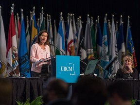 Municipal Affairs Minister Selina Robinson speaks to the UBCM convention in September, 2017.