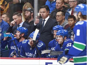 Head coach Travis Green gives the thumbs up to his surprising Vancouver Canucks, who as of today hold a wild-card berth in the NHL playoff race. Sure, it's early, but the Canucks' start has been one of the surprises of the young season.