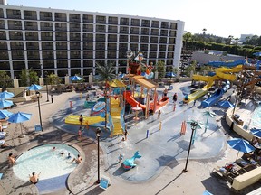 Kids of all ages will love the splash park at the Courtyard Anaheim Theme Park Entrance.