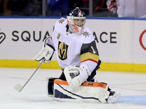 Goalie Dylan Ferguson, called up from the WHL Kamloops Blazers as injury relief for the Vegas Golden Knights, was not given the start Thursday against the Vancouver Canucks at Rogers Arena.