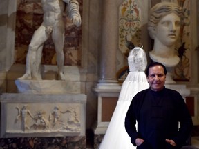 Tunisian-born, Paris-based couturier Azzedine Alaia posing during the press preview of the exhibition " Azzedine Alaia's soft sculpture" at the Galleria Borghese in Rome.  Alaia died at age 77 according to the French Haute Couture Federation.
