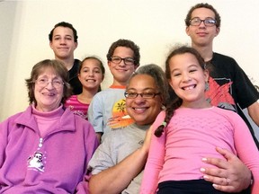 AGASSIZ: Nov. 22, 2017 - A costly medical procedure put Lauris Thunderchild, 71, left, in need of help from The Province Empty Stocking Fund this Christmas. She is pictured with daughter, Ingrid Haines, middle, and grandchildren, clockwise from left, Caleb, 14, Janaye, 9, Mal, 12, Siah, 15, and Kalacia, 6.
