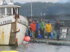 Protesters vacate the Midsummer aquaculture site on Nov. 14.