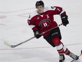 Ty Ronning, pictured in a Nov. 3 game, had two goals at Langley Events Centre as the Vancouver Giants topped the Victoria Royals 4-1.