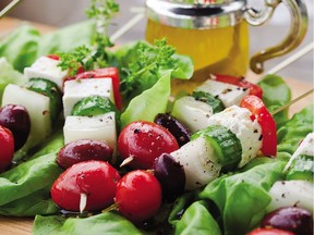 Caren McSherry reimagines Greek salad as petite, flavour-packed skewers in her new cookbook, Starters, Salads, and Sexy Sides.