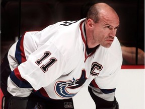 Vancouver Canucks Mark Messier during the pregame skate prior to playing the Chicago Blackhawks  at GM Place.