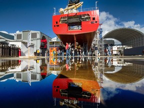 The Fisheries and Oceans Coast Guard ship Sir John Franklin held visitors' attention as people tour Seaspan's shipyards in North Vancouver late last year.