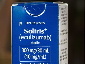 A package of Soliris, a drug Brian Tjepkema needs to treat a rare genetic disorder known as atypical Hemolytic Uremic Syndrome.