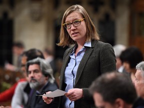 Minister of Democratic Institutions Karina Gould responds to a question during question period in the House of Commons on Parliament Hill in Ottawa on Friday, Feb. 3, 2017.