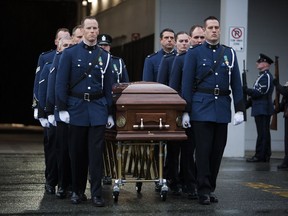 Const. John Davidson

Pallbearers prepare to carry the body of Const. John Davidson after his service in Abbotsford, British Columbia, Sunday, November 19, 2017. Const. John Davidson was shot and killed in the line of duty on Nov. 6. RAFAL GERSZAK/PNG [PNG Merlin Archive]
Rafal Gerszak, PNG