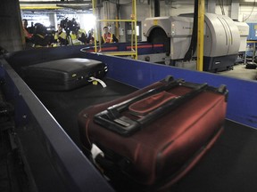 Baggage is screened at Vancouver International Airport.