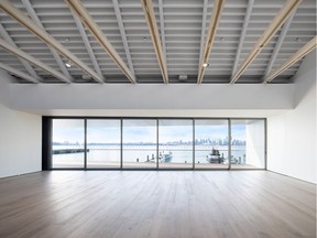 Photo looking south to downtown Vancouver from inside The Polygon, the new art gallery at the foot of Lonsdale in North Vancouver. The Polygon Gallery is the new home for Presentation House Gallery