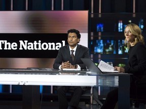 New CBC The National news anchors Ian Hanomansing, left, and Adrienne Arsenault rehearse a news cast in Toronto on Wednesday, November 1, 2017.