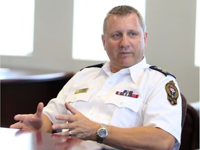 VICTORIA, B.C.: JULY 16, 2014 - Victoria police Chief Frank Elsner meeting the editorial board . Victoria, B.C. July 16, 2014. (BRUCE STOTESBURY, TIMES COLONIST). For City story by Katie DeRosa *** Local Caption *** Victoria Police Chief Frank Elsner. [PNG Merlin Archive]