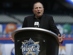 NHL commissioner Gary Bettman, seen in September 2017 file photo, has questioned the viability of the Ottawa franchise unless it gets a new downtown arena.