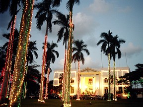 Kauai's Historic County Building decorated up for the Festival of Lights, an annual celebration that aims to take the commercialism out of Christmas.