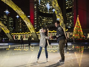 Ice skating at Nathan's Phillip Square is about as 'Holidays in Toronto' as it gets.