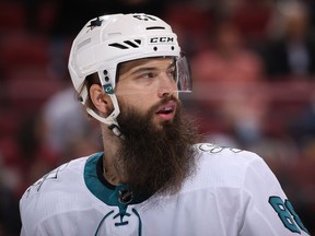 Defenceman Brent Burns will be trying to keep the clean-shaven Brock Boeser under control when his San Jose Sharks host the Vancouver Canucks tonight in California.