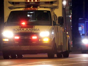 An ambulance at the scene of a shooting in Surrey's Newton neighbourhood that sent one man to hospital.