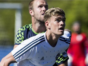 Myer Bevan in action for WFC2 in 2017. He signed an MLS contract with the Whitecaps Dec. 13, 2017. [PNG Merlin Archive]