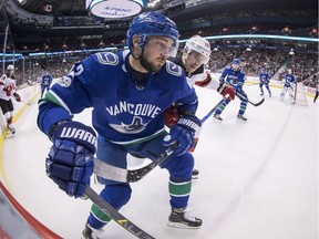 Burmistrov in Canucks NHL action on Nov. 1. After "retiring" from the NHL on Christmas Eve, the centre has signed with Ak-Bars Kazan of the KHL.
