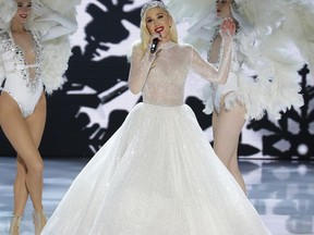 This image released by NBC shows singer Gwen Stefani in her Christmas special, "Gwen Stefani's You Make it Feel Like Christmas," airing Dec. 12 at 9 p.m. ET on NBC. (Paul Drinkwater/NBC via AP)