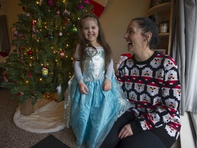 Jamie Popadynetz and her daughter Jordana, who turns four on Christmas Day, at their Richmond home on Thursday.