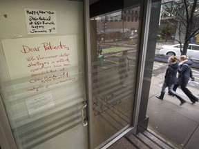 Stein Medical Clinic at 887 Dunsmuir Street is closed in Vancouver, B.C., January 18, 2017 due to doctor shortage.