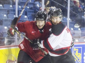 Vancouver Canucks second round draft pick Jonah Gadjovich (left) has made Team Canada's roster for the World Junior Championships in Buffalo.