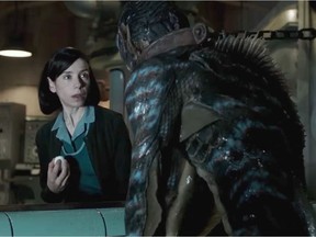 Sally Hawkins and Doug Jones (under that monster outfit) are seen here in Guillermo del Toro's new film The shape of Water.