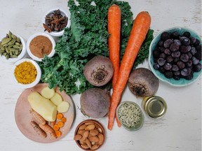 A selection of ingredients key to winter rejuvenation.