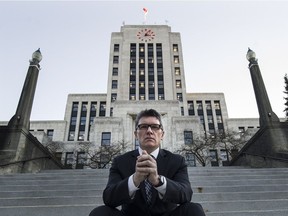 NOVEMBER03 2013. Vancouver NPA Councillor George Affleck on the steps of city hall in Vancouver, B.C. on December 3, 2013. And generic photos of people coming and going. (Steve Bosch / PNG staff photo) News Steve Bosch, PROVINCE