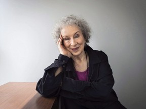 Author Margaret Atwood sits for a portait while promoting her books "Angel Catbird" and "Hag-Seed" in Toronto on Thursday, July 28, 2016.