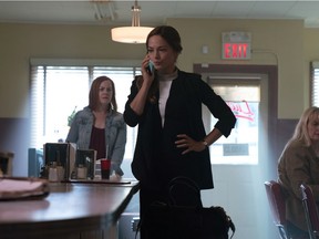 Kristin Kreuk (centre) in a scene from the new CBC drama A Burden of Proof.