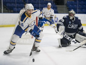 Carter Popoff of the UBC Thunderbirds, who played five seasons with the Western Hockey League's Vancouver Giants before joining the university squad, hopes the injury bug is done biting his crew.