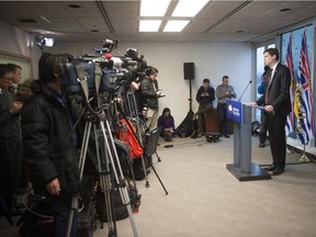 January 29, 2017: VANCOUVER, B.C. - Attorney General David Eby speaks with media about ICBC's third-quarter financial results, which forecasts a $1.3 billion net loss for the current fiscal year. (Mike Bell / PNG) (For Matt Robinson story) Trax ID 00052170A [PNG Merlin Archive]