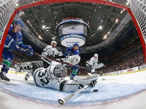 Loui Eriksson scores his first of two goals in the first period Tuesday.