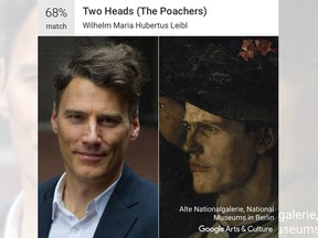 Google's Arts and Culture app found Mayor Gregor Robertson's face match in this 19th century painting, Die überraschten Wildschützen, by German painter Wilhelm Leibl.