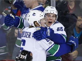 Vancouver Canucks' Bo Horvat, right, got to meet rapper Snoop Dogg at the NHL All-Star Game and is confident his teammate Brock Boeser, left, will enjoy his Florida experience this weekend.