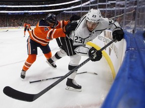 Los Angeles Kings' Dustin Brown, right, is having a resurgent season — second in team scoring with 33 points (15-18) and a club-high five power-play goals.