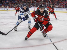 Canada defenceman Victor Mete is thought to be one of the junior players being scouted this week for Canada's Olympic team.
