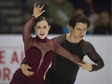 Tessa Virtue and Scott Moir compete at the 2018 Canadian Tire National Skating Championships at the Thunderbird Sports Centre in Vancouver, BC Saturday, January 13, 2018.