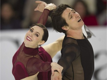 Tessa Virtue and Scott Moir compete at the 2018 Canadian Tire National Skating Championships at the Thunderbird Sports Centre in Vancouver, BC Saturday, January 13, 2018.