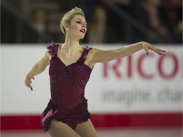 Larkyn Austman competes at the 2018 Canadian Tire National Skating Championships at the Thunderbird Sports Centre in Vancouver, BC Saturday, January 13, 2018.