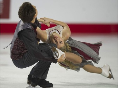 Molly Lanaghan and Dmitre Razgulajevs compete at the 2018 Canadian Tire National Skating Championships at the Thunderbird Sports Centre in Vancouver, BC Saturday, January 13, 2018.