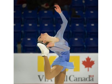 Sandrine Bouchard of Quebec performs in Novice Women on January 9. Sandrine placed 3rd.