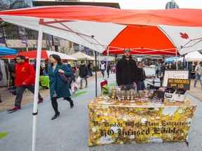 Darren Tarry of DZ Buddz, one of the many marijuana vendors that regularly set up shop on the south side of the Vancouver Art Gallery.